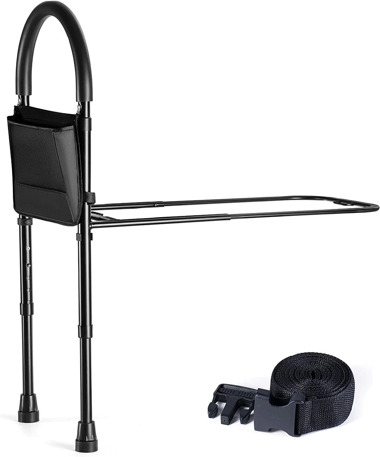 Bed Assist Rail with Adjustable Heights - Bed Assist bar with Storage Pocket - Bed Rails for Seniors with Hand Assistant bar - Easy to get in or Out of Bed Safely with Floor Support - by Medical king