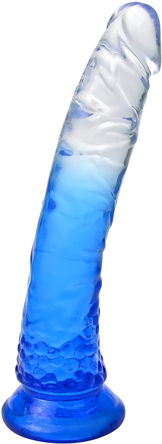 Realistic Jelly Dildo, 8 Inch G-spot Dildo with Strong Suction Cup for Hands-Free Play, Flexible Lifelike Penis Female Clit Vaginal Masturbation Toy with Realistic Head and Veins Shaft