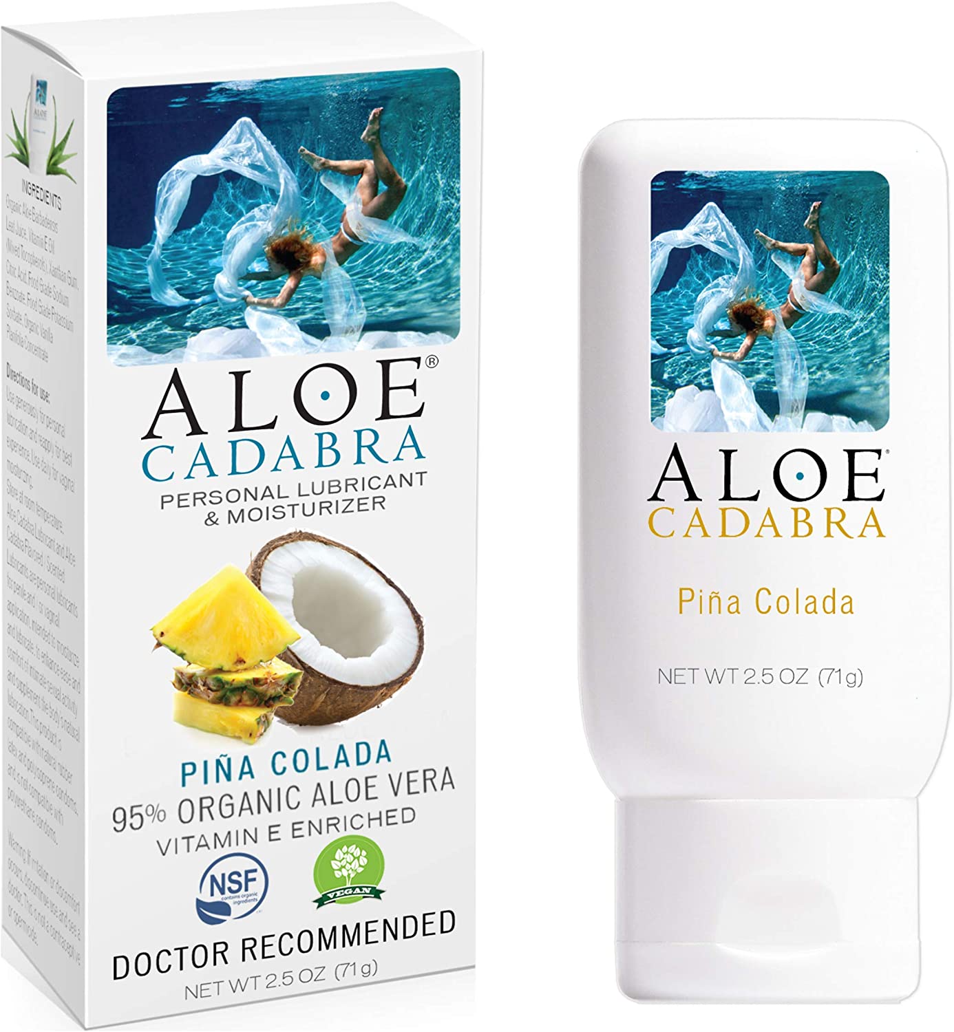 Aloe Cadabra Flavored Personal Lube for Oral Sex, Best Organic Edible Lubricant for Men, Women and Couples, Pina Colada, 2.5 Ounce