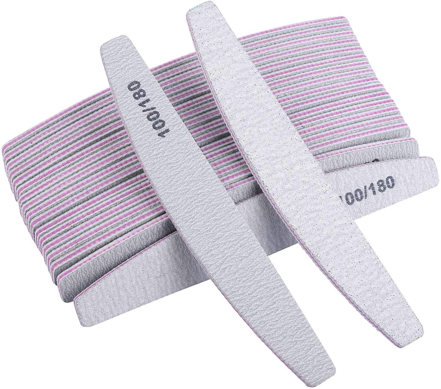 25 Pieces 100/180 Grits Nail Files and Buffers Professional Double Sided Emery Boards Manicure Tool for Acrylic Nails