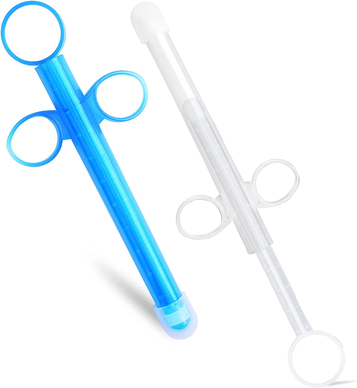 ANGCURE lube applicator for Women,Men,Female Lubricant Tube Shooter with 10ml Scales [2 Pack+Storage Bag] Reusable, Smooth with Rounded Tip & Cap,Easy use/Clean