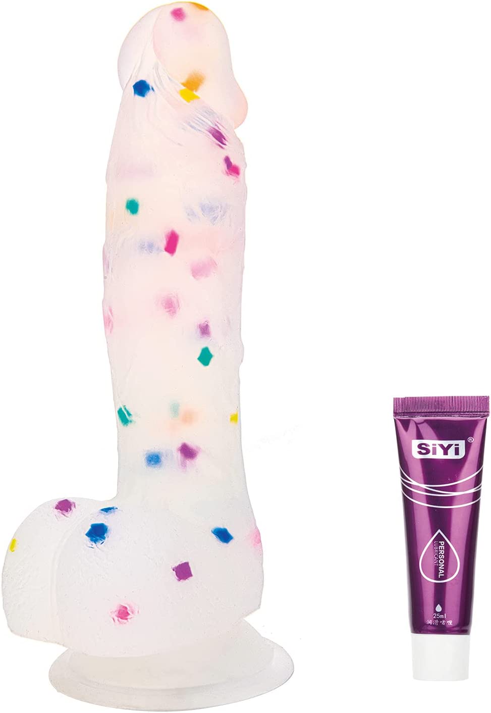 Realistic Clear Dildo for Beginners, 7.6 Inch Silicone Thick Dildo with Strong Suction Cup for Vagina & Anal Play, Adult Sex Toy for Women Masturbation