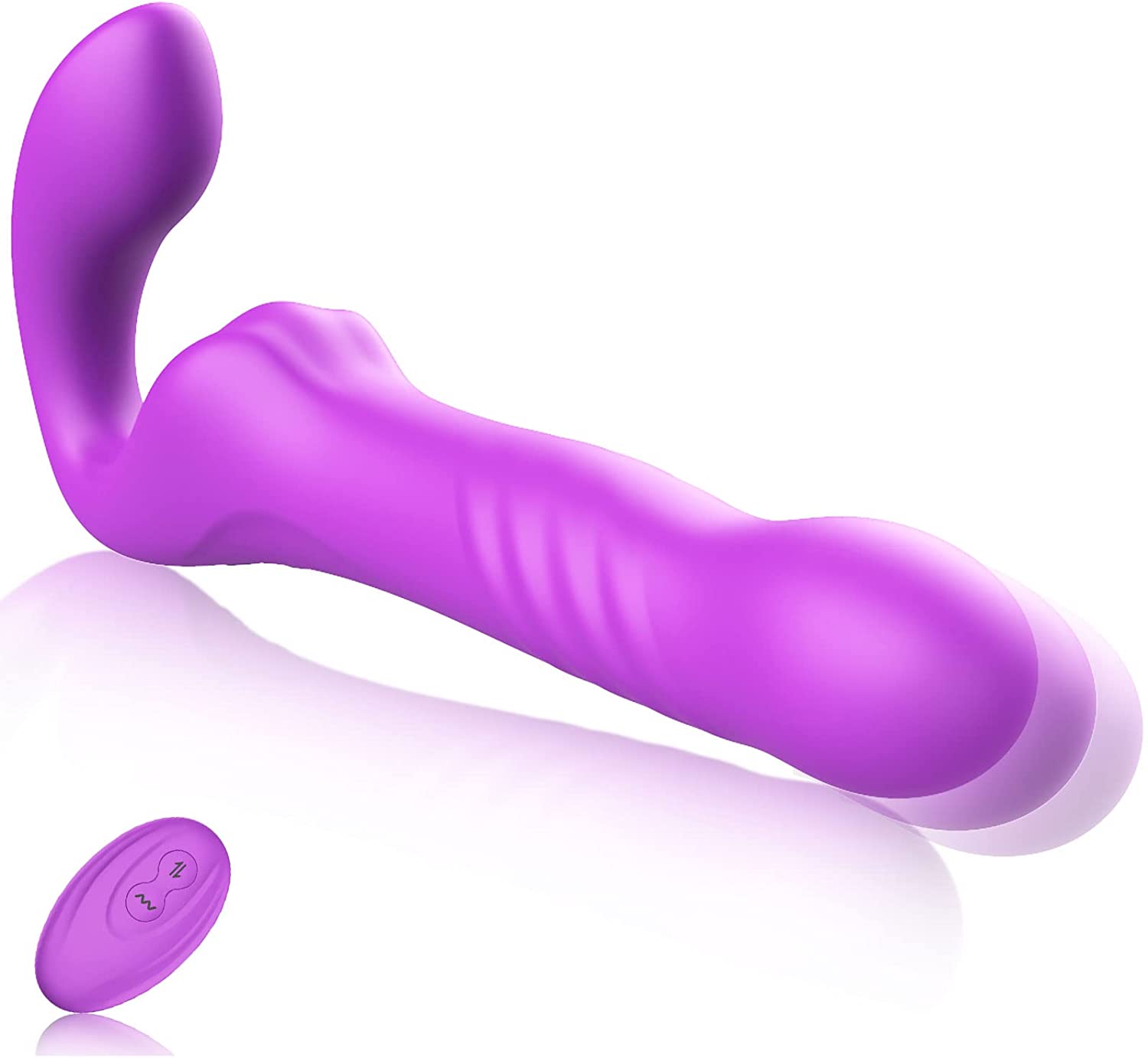 Thrusting Strapless Strap on Vibrator: Vibrating Strapless Strap on Dildo with Remote for Women 3 Thrusts 7 Vibrations, Waterproof G Spot Dildo Vibration Machine for Clit Stimulation